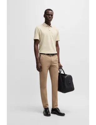 HUGO BOSS- Polo in maglia di cotone e lino