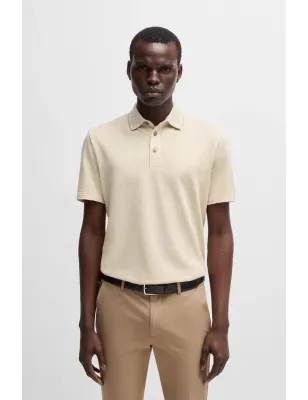 HUGO BOSS- Polo in maglia di cotone e lino
