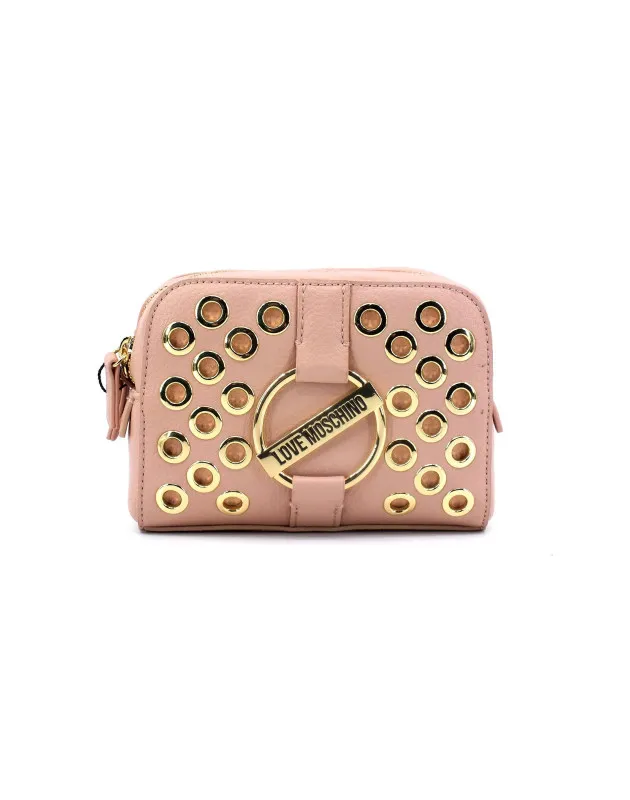 LOVE MOSCHINO- Tracolla Crossbody Borchie Eyelets Cipria