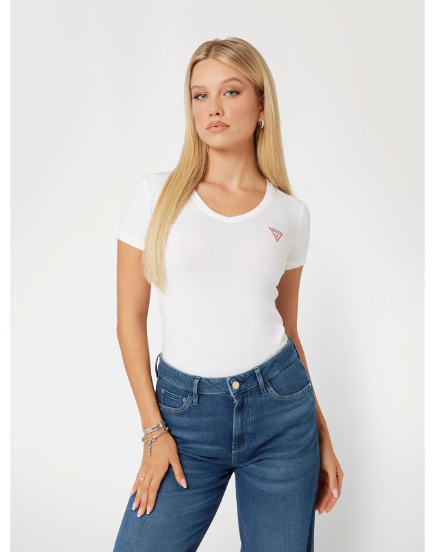 GUESS- T-shirt stretch logo Triangolo piccolo