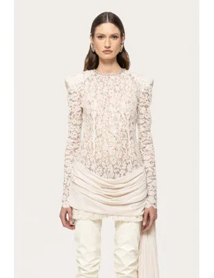 NISSA- Mini abito in pizzo decorato con paillettes