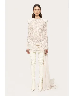 NISSA- Mini abito in pizzo decorato con paillettes