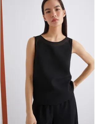MARELLA- Top smanicato in envers satin