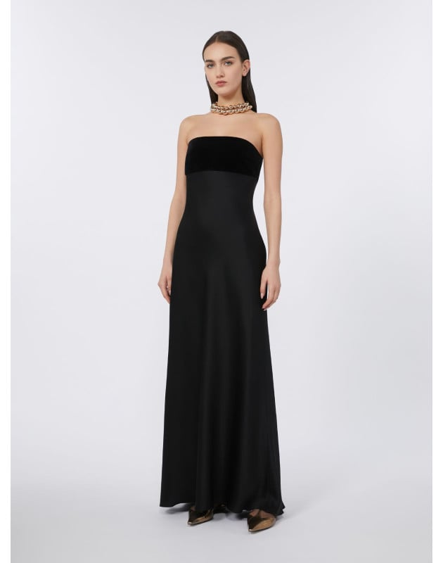 MAX MARA - Abito bustier in enver satin e velluto