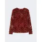 MAX MARA - T-shirt in tulle con ricami in velluto