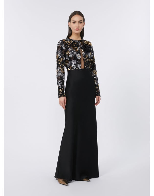MAX MARA - Abito in tulle ricamato ed enver satin