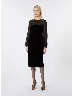 MAX MARA - Abito in velluto e georgette