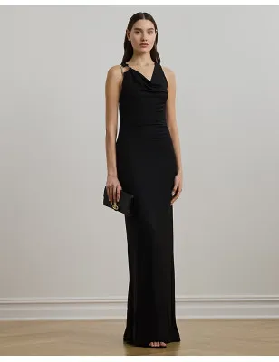 RALPH LAUREN- Abito in jersey con collo ad anello