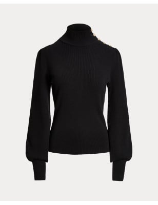 RALPH LAUREN- Maglia con collo a lupetto e bottoni