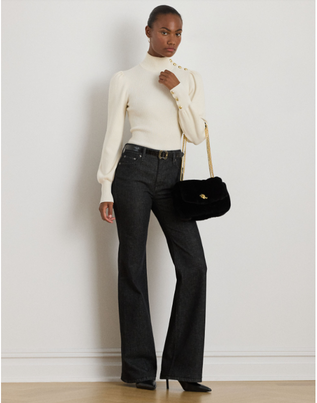 RALPH LAUREN- Maglia con collo a lupetto e bottoni