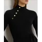 RALPH LAUREN- Abito a collo alto in maglia  a costine con Bottoni