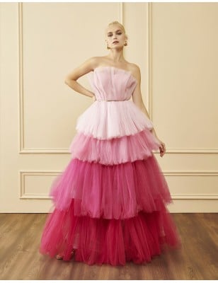 Saboroma - Abito in tulle con balze