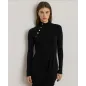 RALPH LAUREN- Abito a collo alto in maglia  a costine con Bottoni