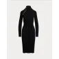 RALPH LAUREN- Abito a collo alto in maglia  a costine con Bottoni