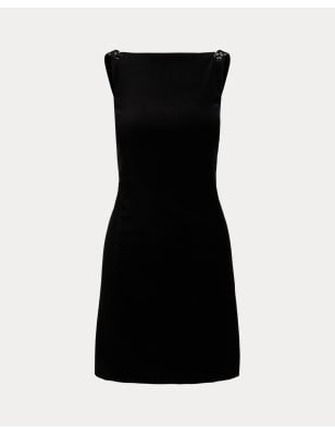 RALPH LAUREN- Abito da cocktail in velluto con perline
