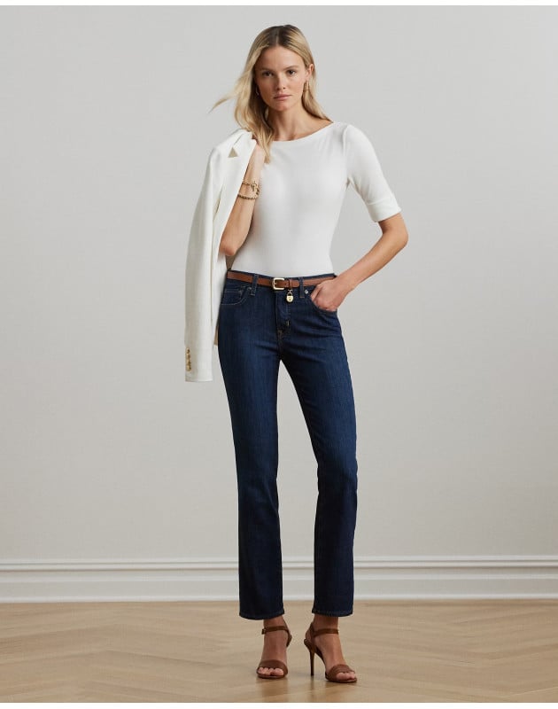RALPH LAUREN- Maglietta con scollo a barchetta stretch