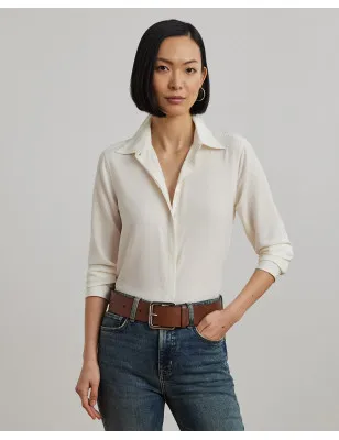 RALPH LAUREN- Camicia in crêpe Classic-Fit