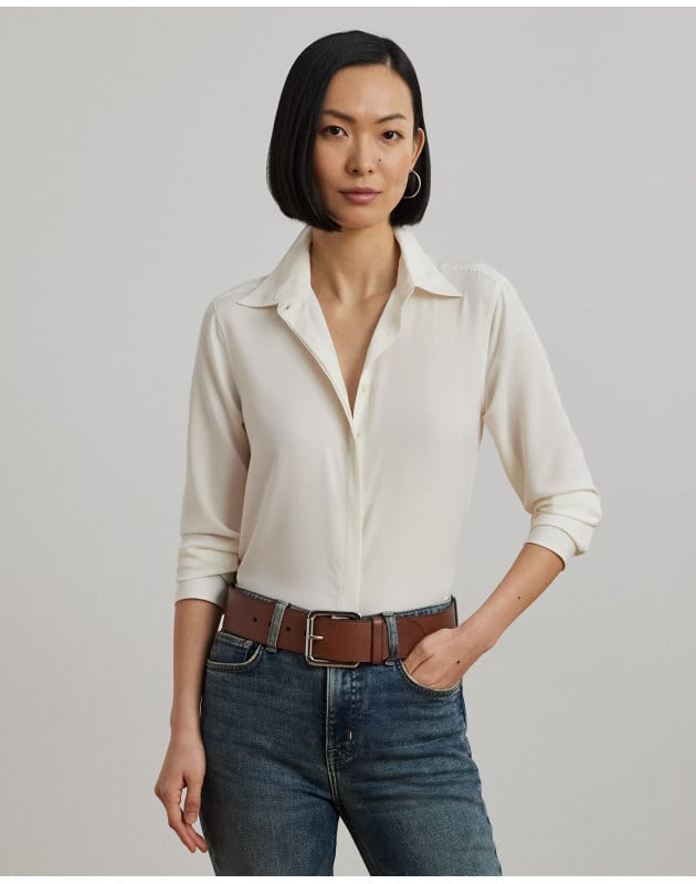 RALPH LAUREN- Camicia in crêpe Classic-Fit