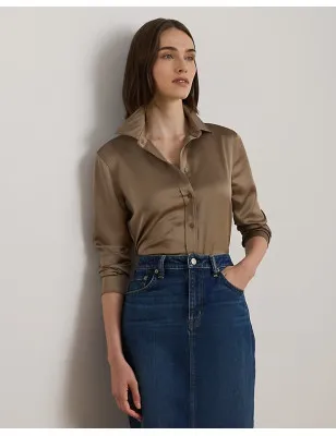 RALPH LAUREN- Camicia in charmeuse di raso Classic-Fit