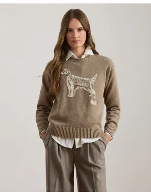 RALPH LAUREN- Maglia con setter inglese a intarsi