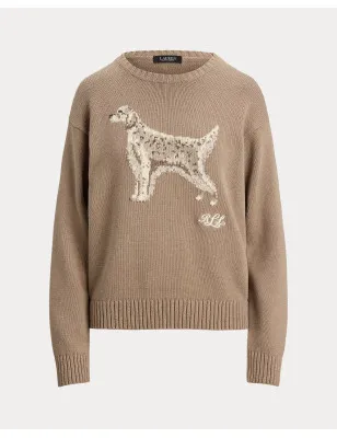 RALPH LAUREN- Maglia con setter inglese a intarsi