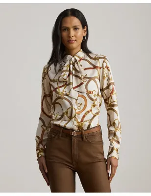 RALPH LAUREN- Camicia in twill con stampa Classic-Fit