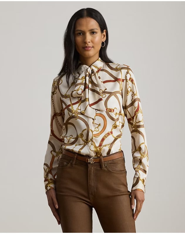 RALPH LAUREN- Camicia in twill con stampa Classic-Fit