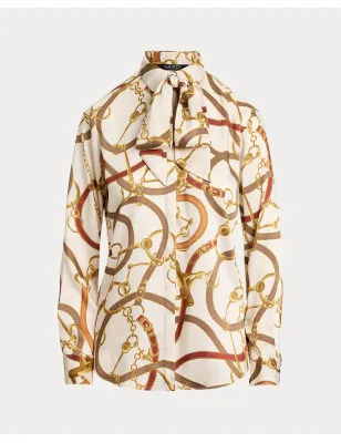 RALPH LAUREN- Camicia in twill con stampa Classic-Fit
