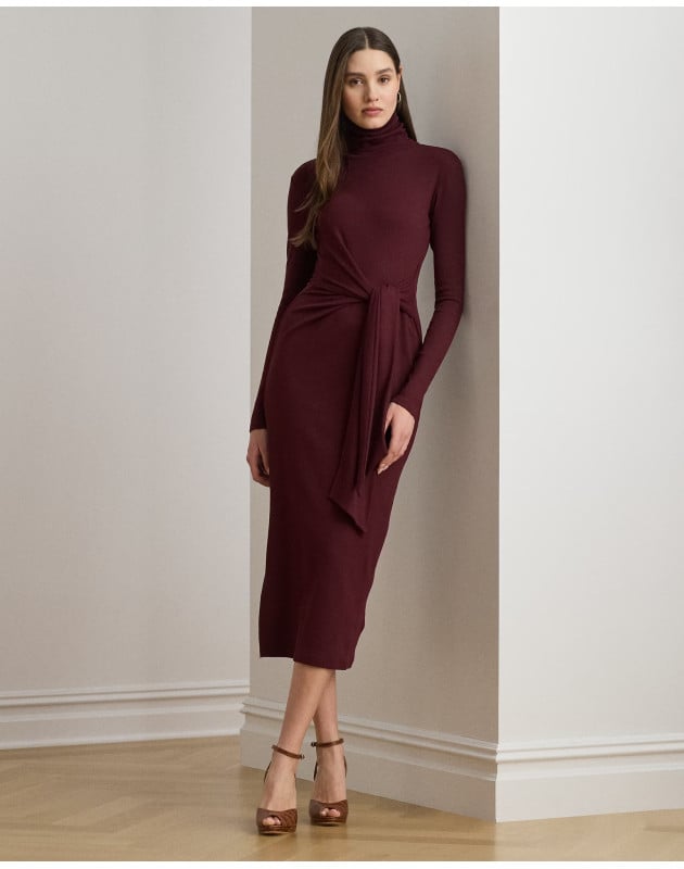 RALPH LAUREN- Abito dolcevita con fiocco