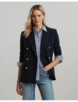 RALPH LAUREN- Blazer in crêpe di lana a doppio petto