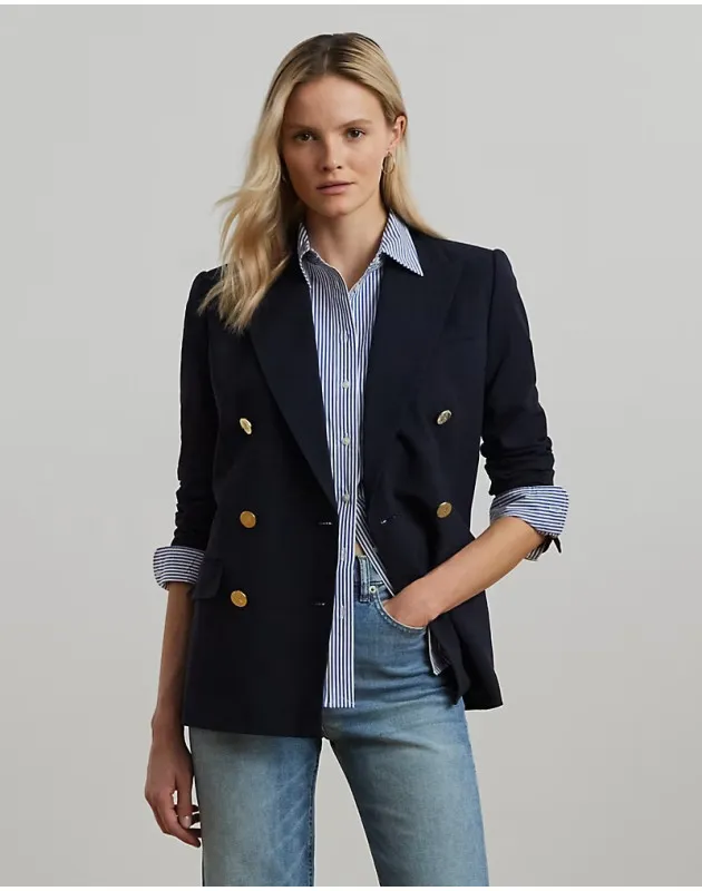 RALPH LAUREN- Blazer in crêpe di lana a doppio petto