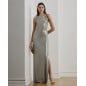 RALPH LAUREN- Abito lungo metallizzato con fibbia