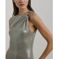 RALPH LAUREN- Abito lungo metallizzato con fibbia