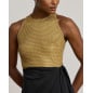 RALPH LAUREN- Abito lungo in rete e jersey con fiocco