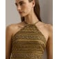 RALPH LAUREN - Abito halter in rete con perline