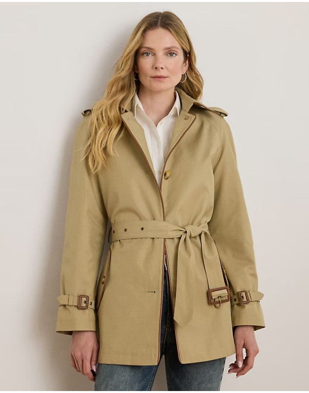 RALPH LAUREN- Trench con pelle ecologica