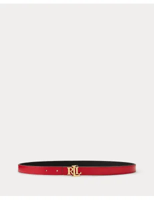 RALPH LAUREN- Cintura sottile double-face con logo