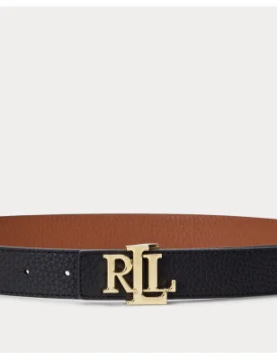 RALPH LAUREN- Cintura double-face martellata con logo
