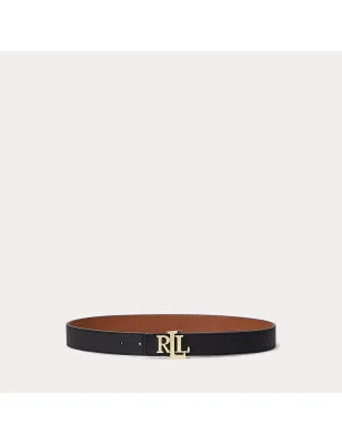 RALPH LAUREN- Cintura double-face martellata con logo