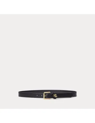 RALPH LAUREN- Cintura in pelle con logo sul passante