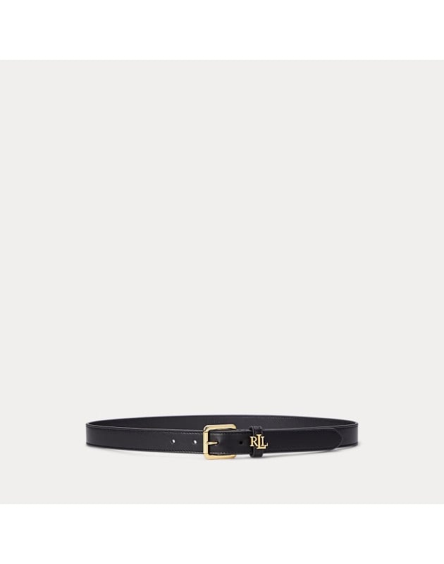 RALPH LAUREN- Cintura in pelle con logo sul passante RALPH LAUREN- Cintura in pelle con logo sul passante