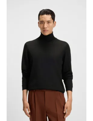 HUGO BOSS- Maglione regular fit a collo alto in lana merino