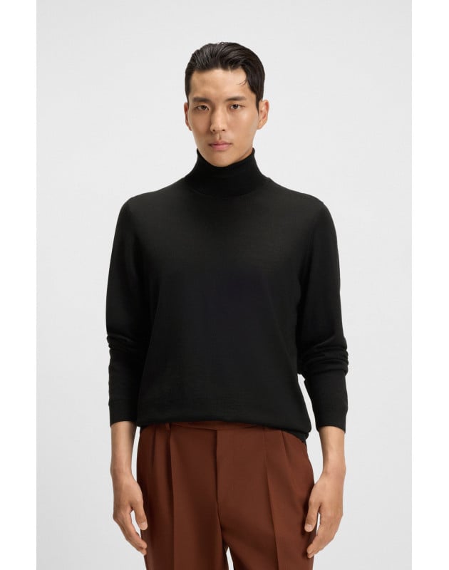 HUGO BOSS- Maglione regular fit a collo alto in lana merino HUGO BOSS- Maglione regular fit a collo alto in lana merino