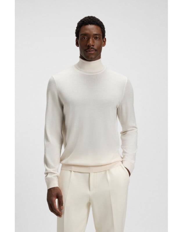 HUGO BOSS- Maglione regular fit a collo alto in lana merino HUGO BOSS- Maglione regular fit a collo alto in lana merino