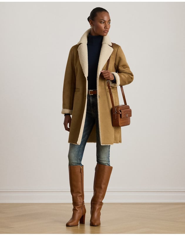 RALPH LAUREN- Cappotto shearling ecologico e camoscio