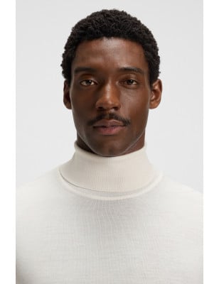 HUGO BOSS- Maglione regular fit a collo alto in lana merino
