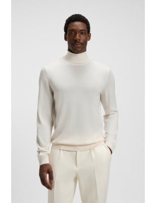 HUGO BOSS- Maglione regular fit a collo alto in lana merino