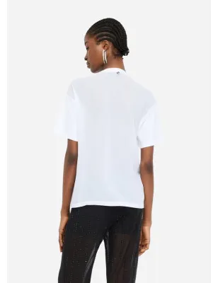 LIU JO- T-shirt con perle e strass