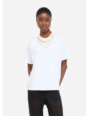 LIU JO- T-shirt con perle e strass