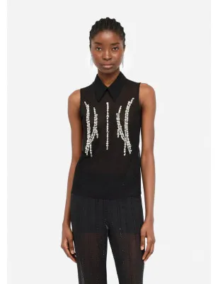 LIU JO- Top in tulle con strass